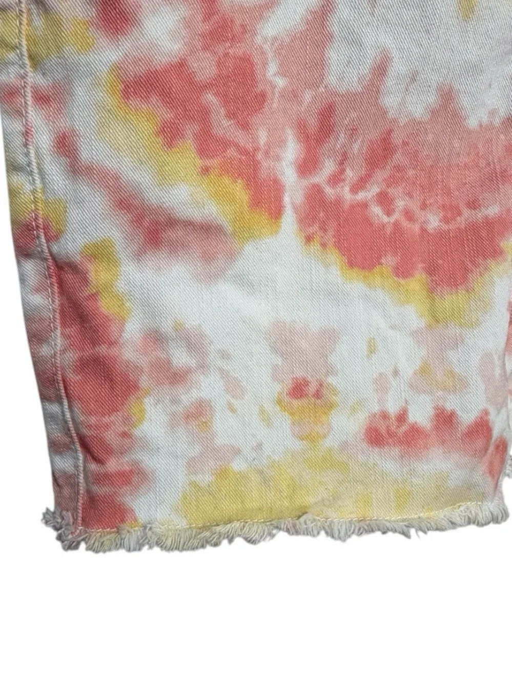 Childrens Place Tie Dye Shortalls Girls Sz 12 Coral Yellow Pockets Boho Casual